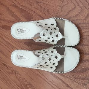 Clark's Artisan Collection White Sandal Wedges